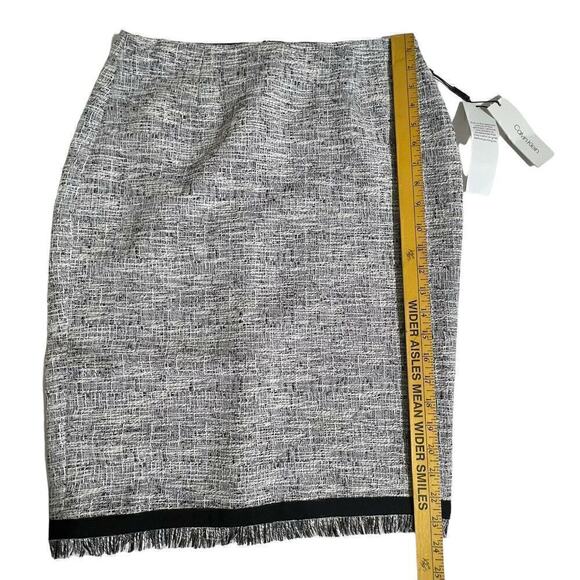 Calvin Klein Pencil Skirt Size 4 Women's Black White Metallic Tweed Fringe New - Picture 11 of 12